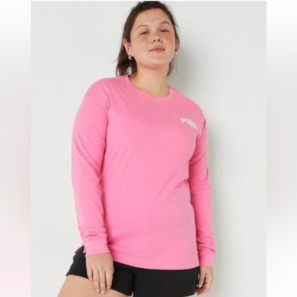 NWT VS PINK DREAMY PINK CAMPUS LONG SLEEVE AND MATCHING MID RISE LEGGINGS, LOGO - Picture 3 of 13